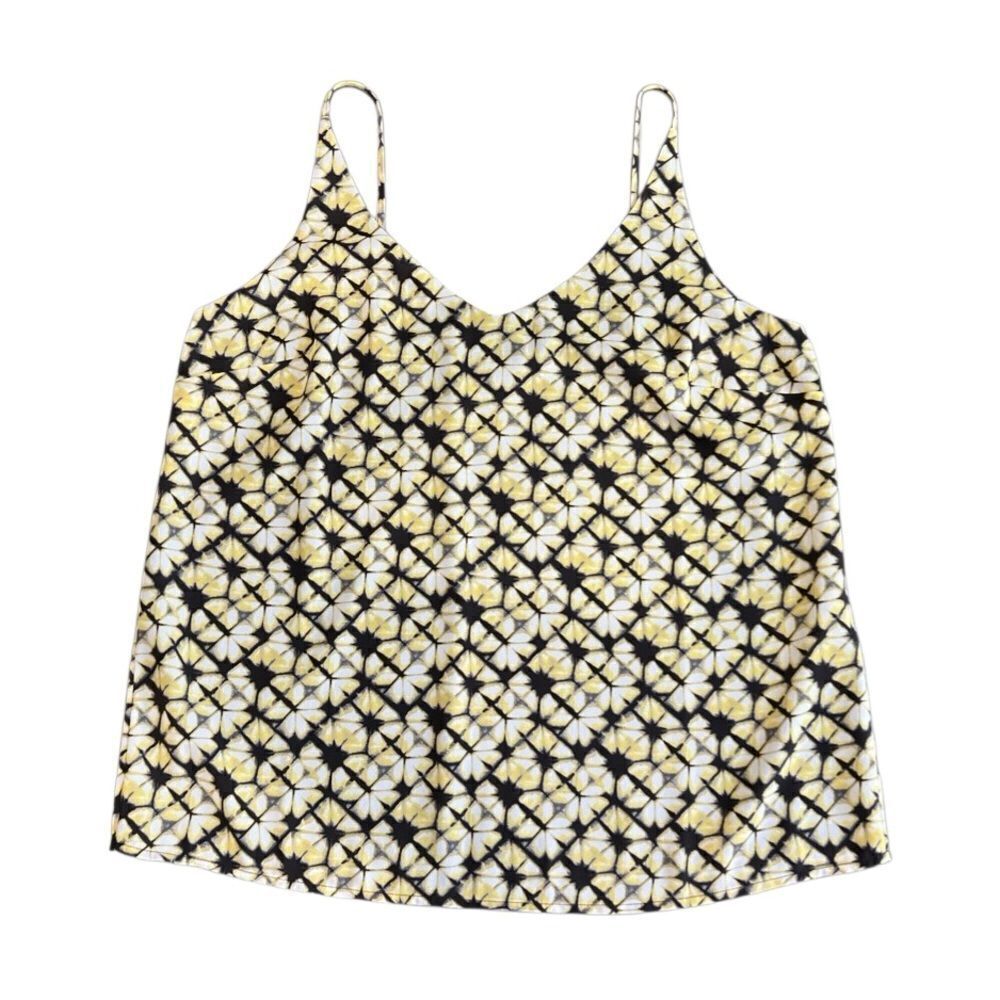 Banana Republic Women's Sleeveless Blouse Size Medium Yellow Black Print